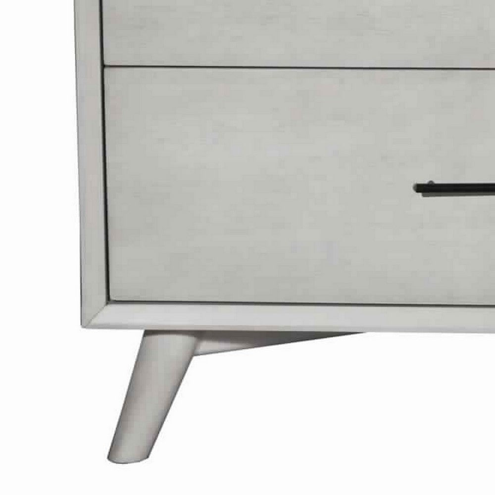 3 Drawer Mid Century Modern Wooden Chest with Splayed Legs, Small, Gray - BM222489