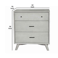 3 Drawer Mid Century Modern Wooden Chest with Splayed Legs, Small, Gray - BM222489