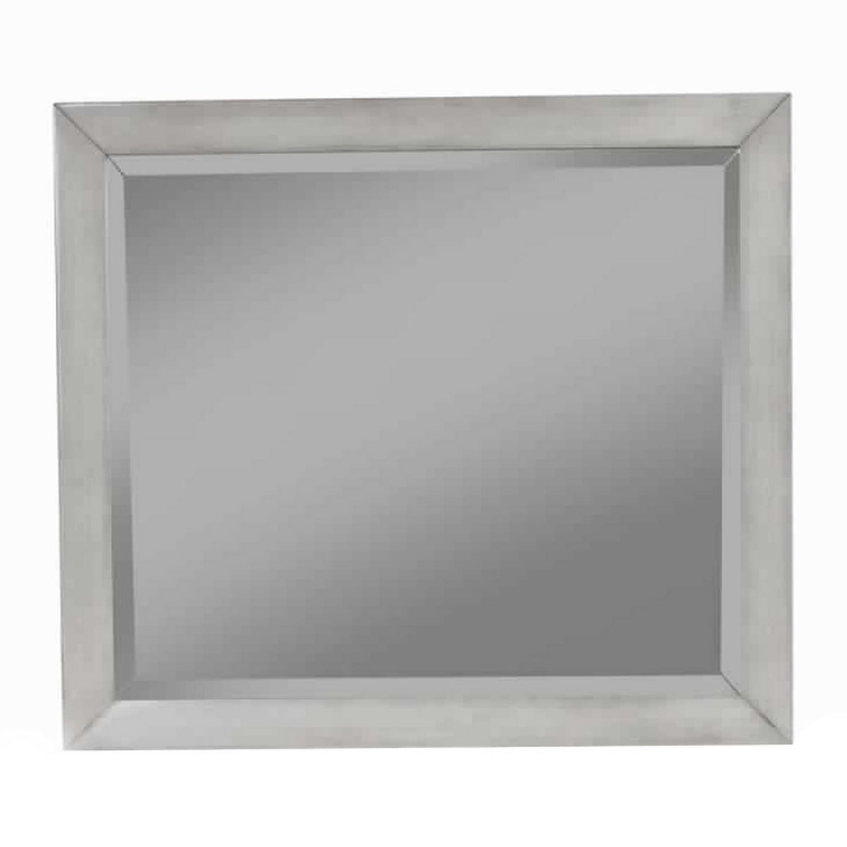 Mid Century Modern Rectangular Molded Mirror with Wooden Frame, Gray - BM222491