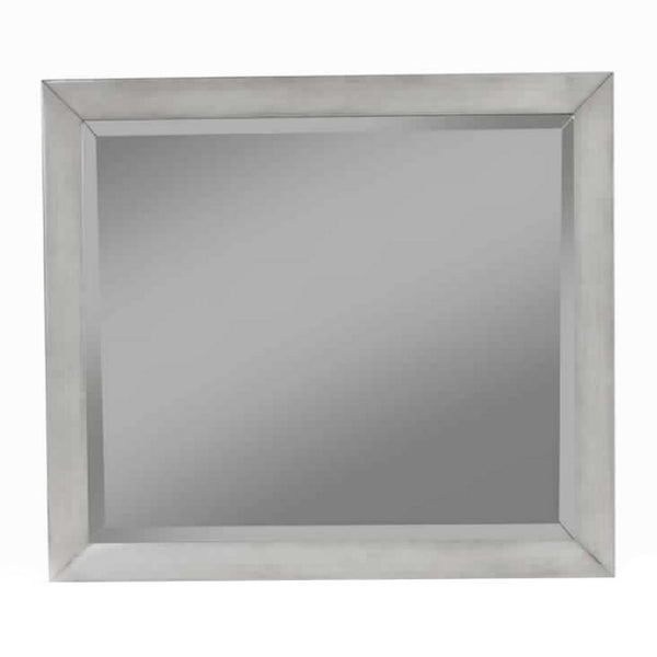 Mid Century Modern Rectangular Molded Mirror with Wooden Frame, Gray - BM222491