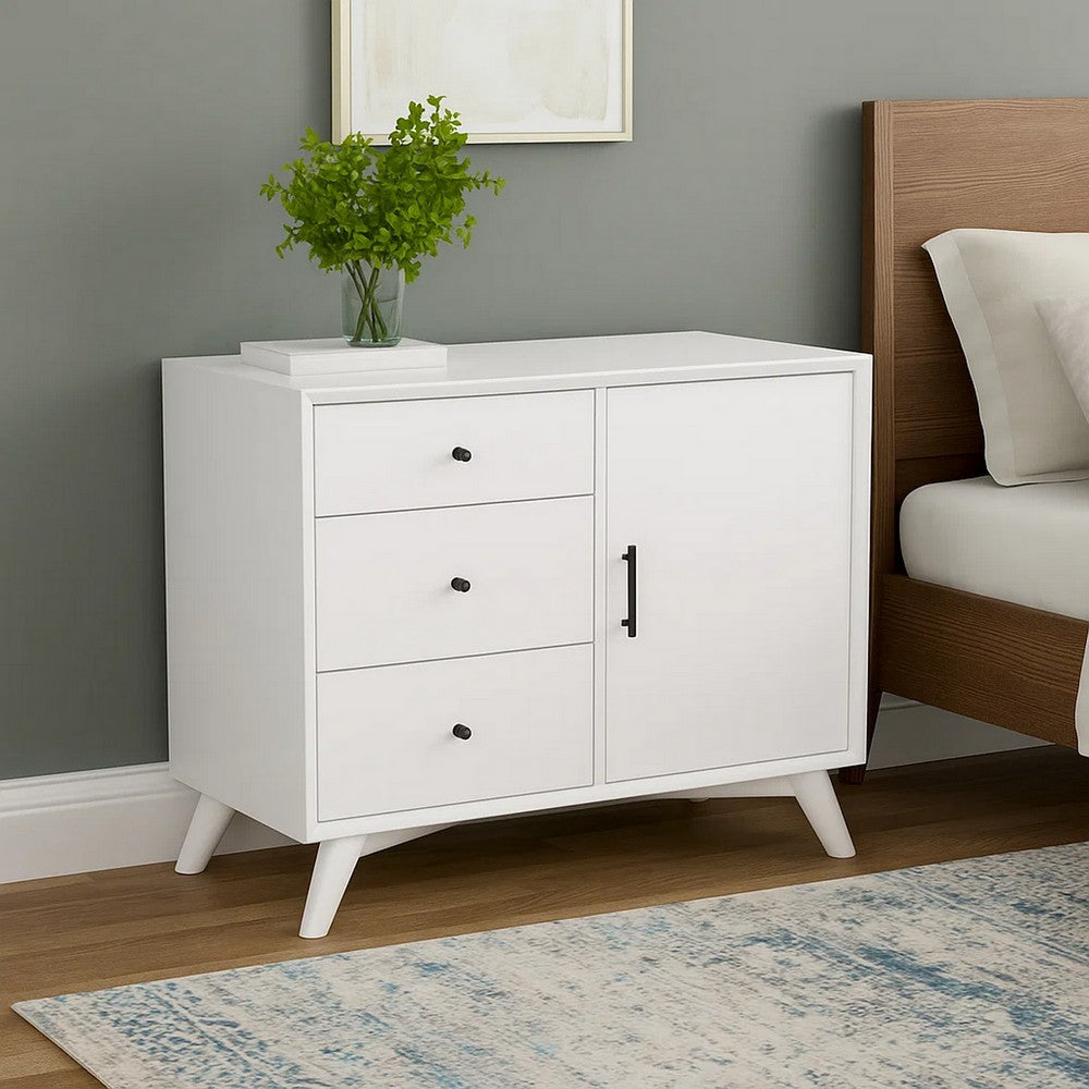 Wooden Accent Cabinet with 3 Drawers and 1 Door, White - BM222495