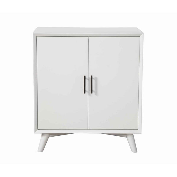 Transitional Style 2 Door Wooden Bar Cabinet with Splayed Legs, White - BM222497