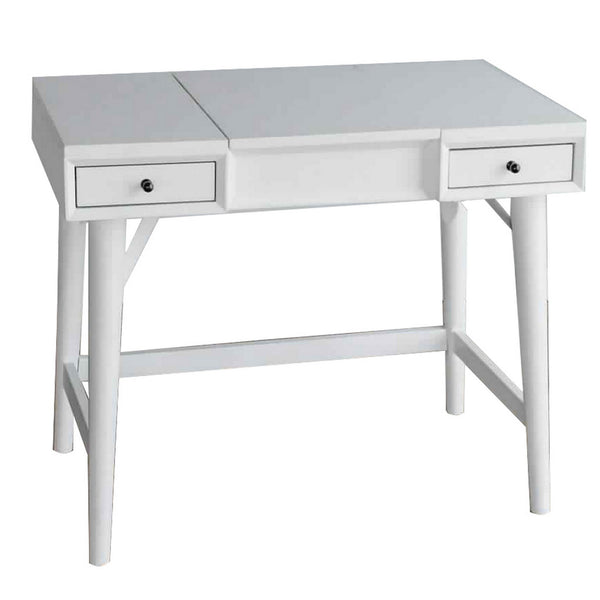 2 Drawer Vanity Desk with Flip Top Mirror and Storage Compartment, White - BM222498