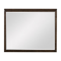 Rough Hewn Saw Textured Wooden Frame Mirror with Trim top, Brown and Silver  - BM222600