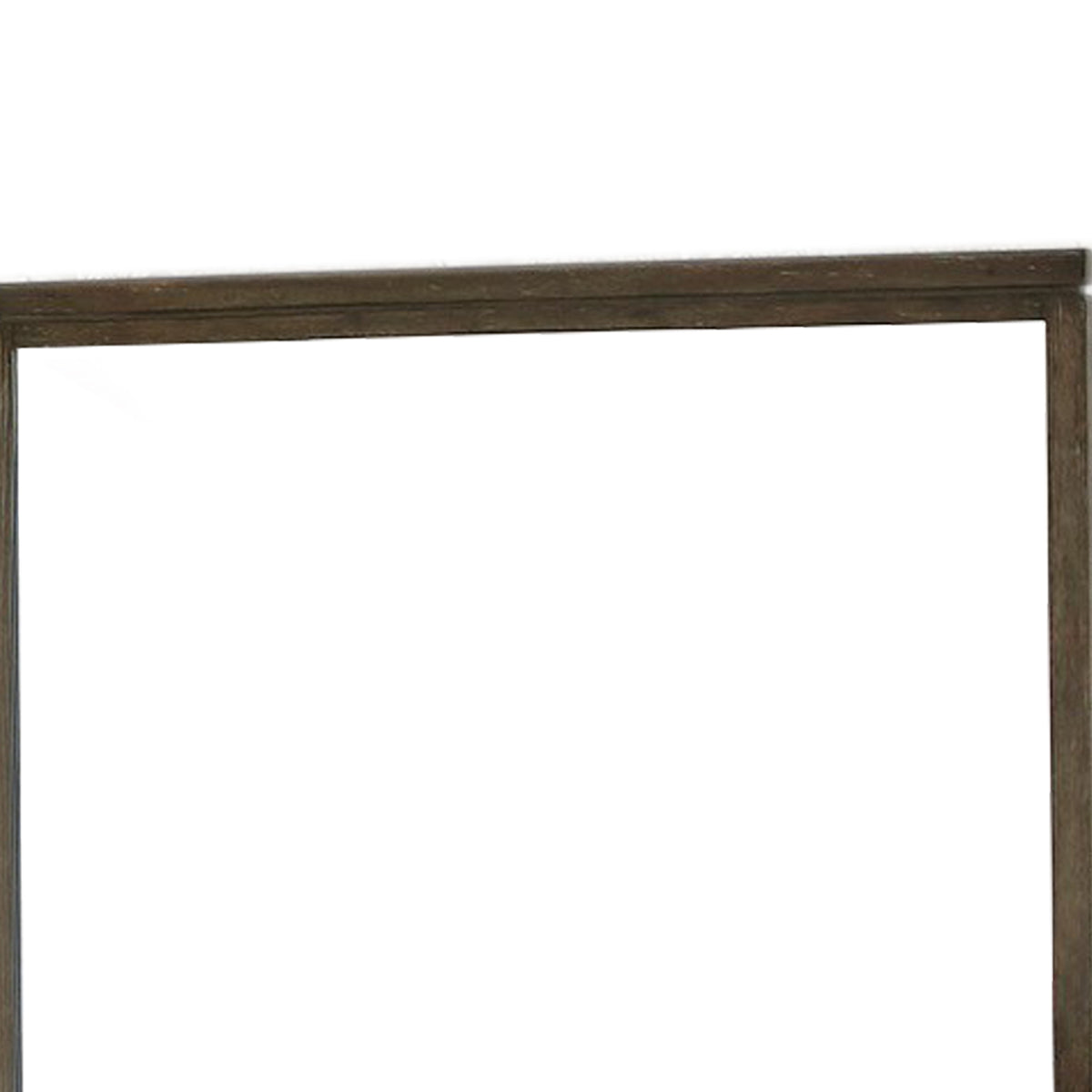 Rough Hewn Saw Textured Wooden Frame Mirror with Trim top, Brown and Silver  - BM222600