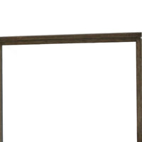 Rough Hewn Saw Textured Wooden Frame Mirror with Trim top, Brown and Silver  - BM222600