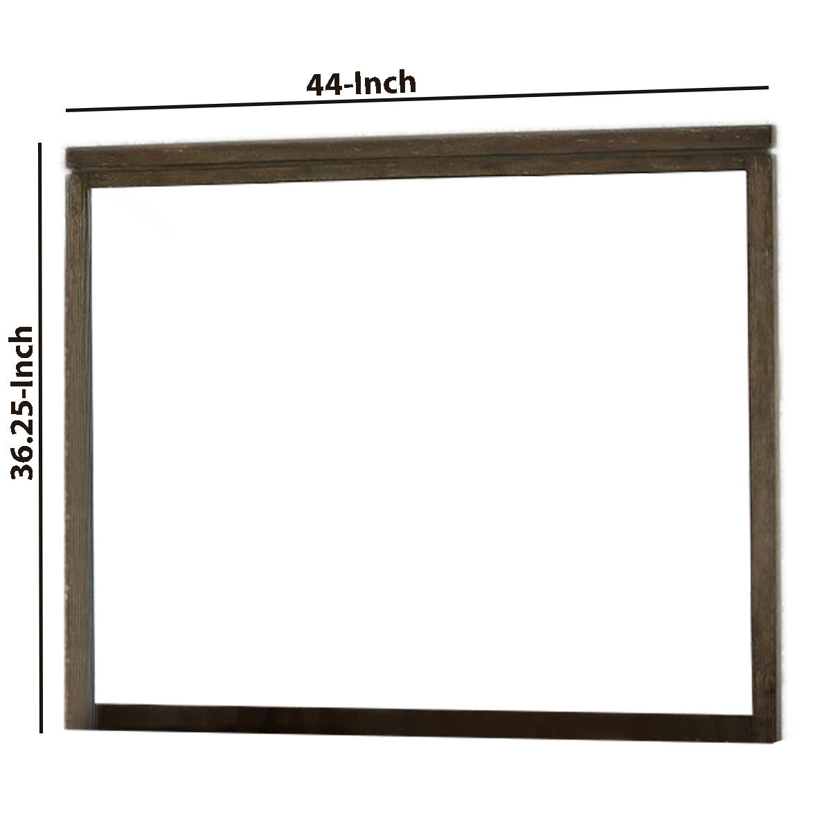 Rough Hewn Saw Textured Wooden Frame Mirror with Trim top, Brown and Silver  - BM222600