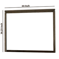 Rough Hewn Saw Textured Wooden Frame Mirror with Trim top, Brown and Silver  - BM222600