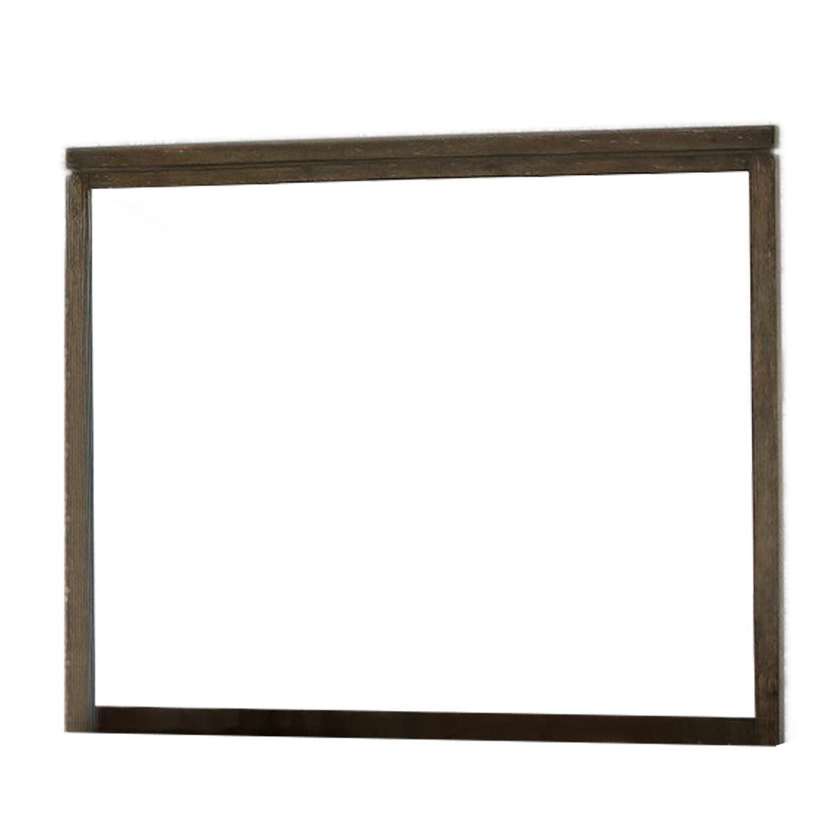 Rough Hewn Saw Textured Wooden Frame Mirror with Trim top, Brown and Silver  - BM222600