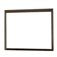 Rough Hewn Saw Textured Wooden Frame Mirror with Trim top, Brown and Silver  - BM222600