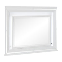 Wooden Frame Mirror with LED and Mirror Trim Accents, White  - BM222637
