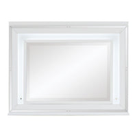 Wooden Frame Mirror with LED and Mirror Trim Accents, White  - BM222637