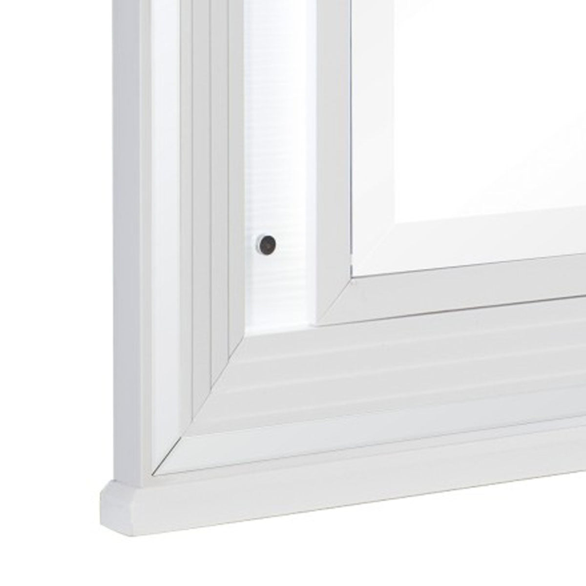 Wooden Frame Mirror with LED and Mirror Trim Accents, White  - BM222637