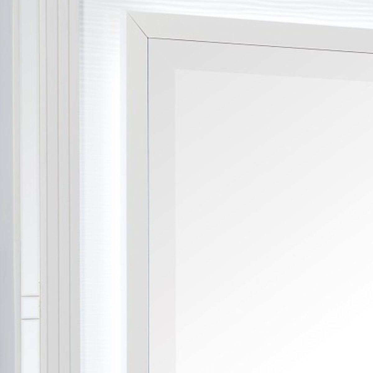 Wooden Frame Mirror with LED and Mirror Trim Accents, White  - BM222637