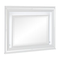 Wooden Frame Mirror with LED and Mirror Trim Accents, White  - BM222637