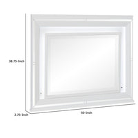 Wooden Frame Mirror with LED and Mirror Trim Accents, White  - BM222637