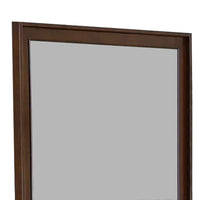 Rectangular Wooden Frame Mirror with Raised Edges, Brown  - BM222660