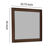 Rectangular Wooden Frame Mirror with Raised Edges, Brown  - BM222660