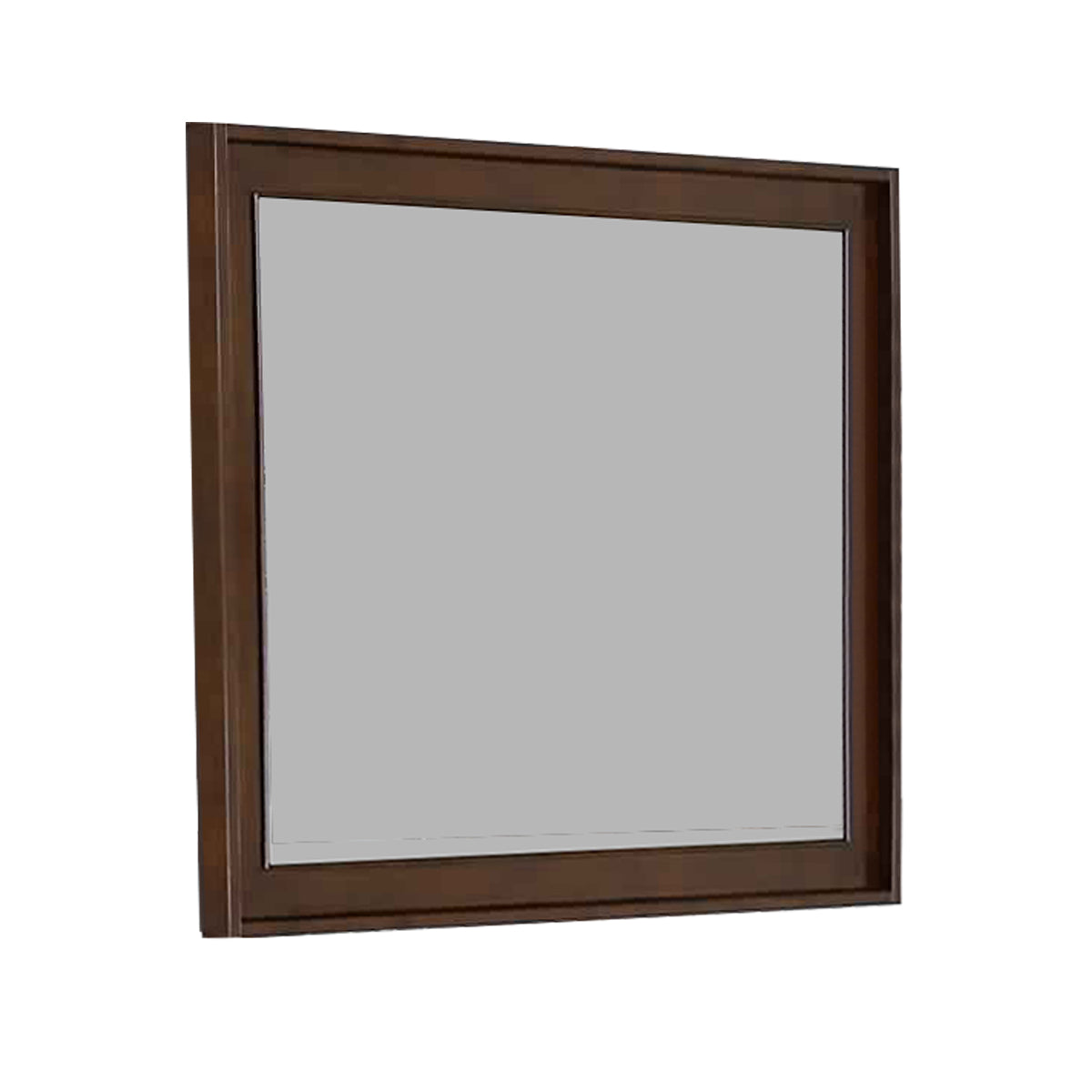 Rectangular Wooden Frame Mirror with Raised Edges, Brown  - BM222660