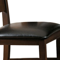 Faux Leather Upholstered Wooden Side Chair with Ladder Back Design, Set of 2, Brown - BM222673