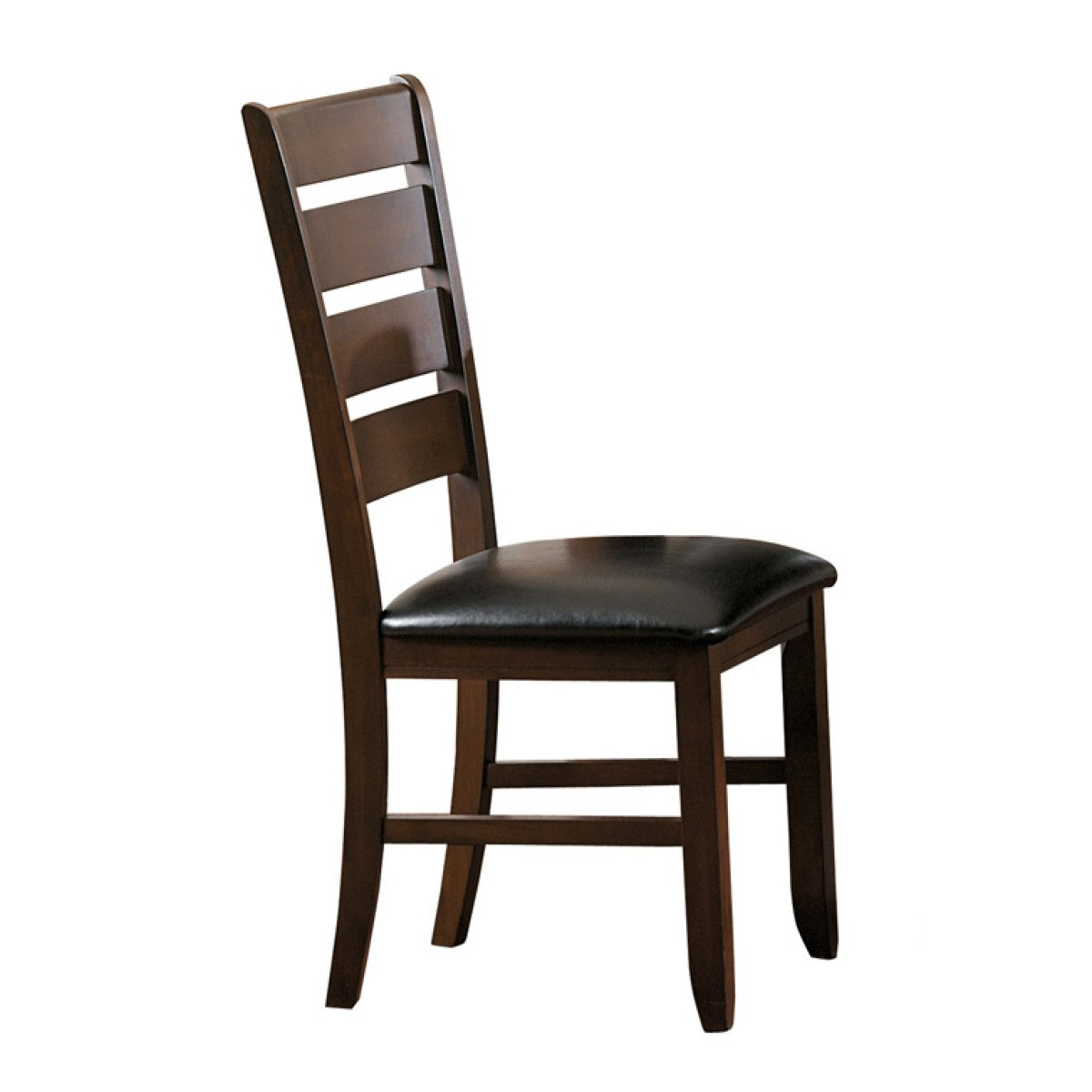 Faux Leather Upholstered Wooden Side Chair with Ladder Back Design, Set of 2, Brown - BM222673