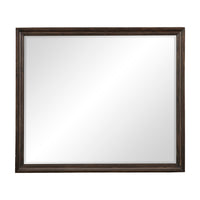 Wooden Square Mirror with Molded Details and Bevelled Edges, Brown  - BM222701