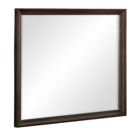 Wooden Square Mirror with Molded Details and Bevelled Edges, Brown  - BM222701