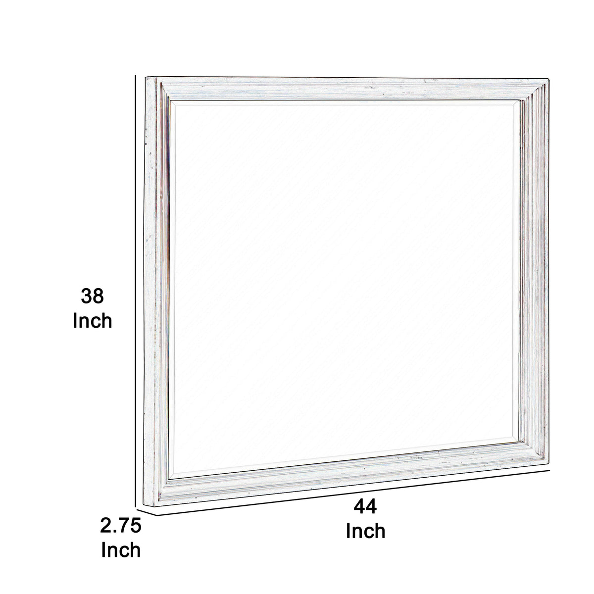 Wooden Square Mirror with Molded Details and Bevelled Edges, Brown  - BM222701