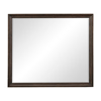 Wooden Square Mirror with Molded Details and Bevelled Edges, Brown  - BM222701