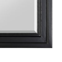 Wooden Mirror with Raised Edges and Curved Top, Black  - BM222732