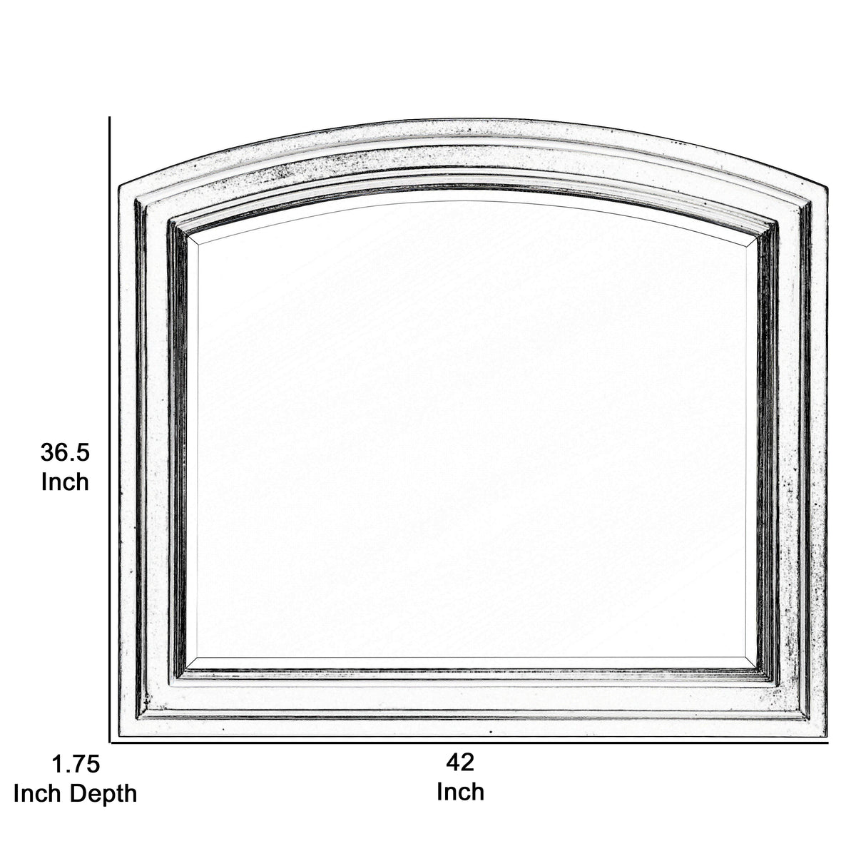 Wooden Mirror with Raised Edges and Curved Top, Black  - BM222732
