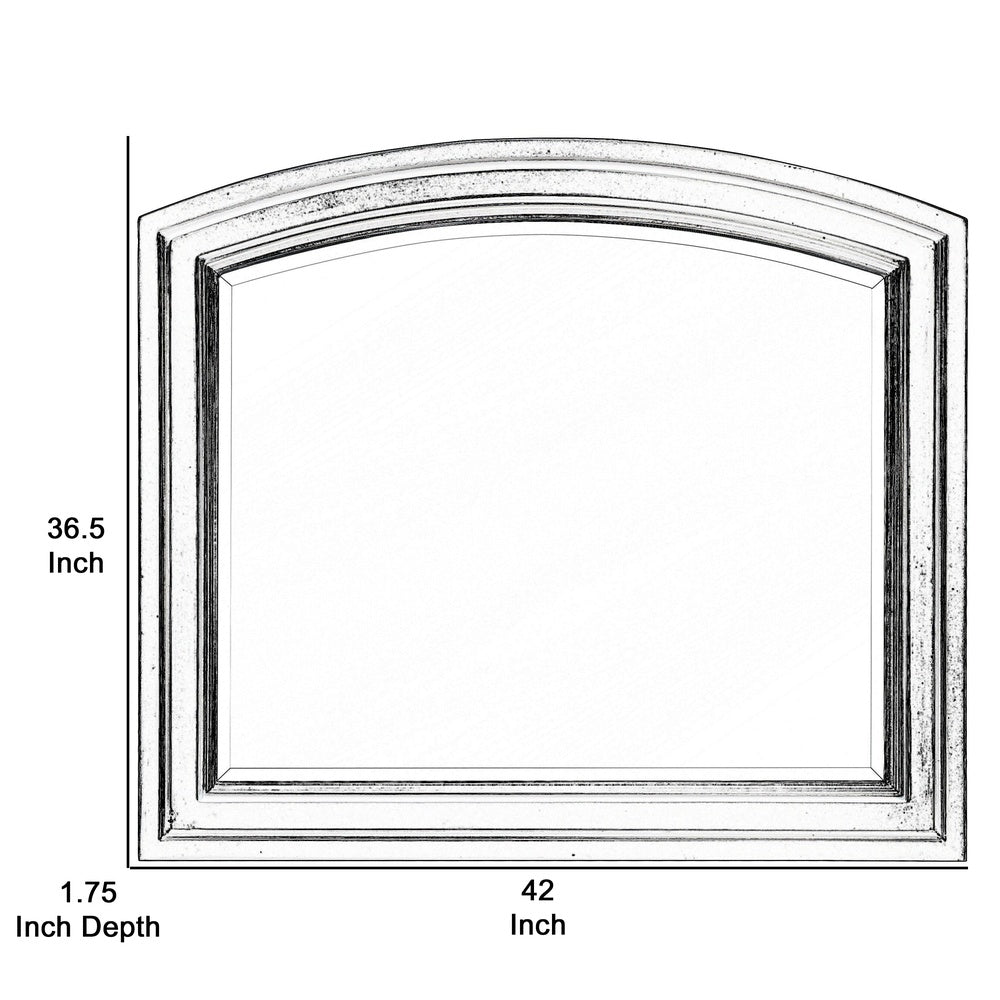 Wooden Mirror with Raised Edges and Curved Top, Black  - BM222732