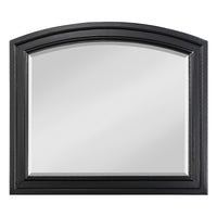 Wooden Mirror with Raised Edges and Curved Top, Black  - BM222732