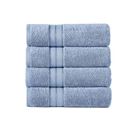 Bergamo 4 Piece Spun loft Fabric Towels with Striped Pattern The Urban Port, Blue - BM222863