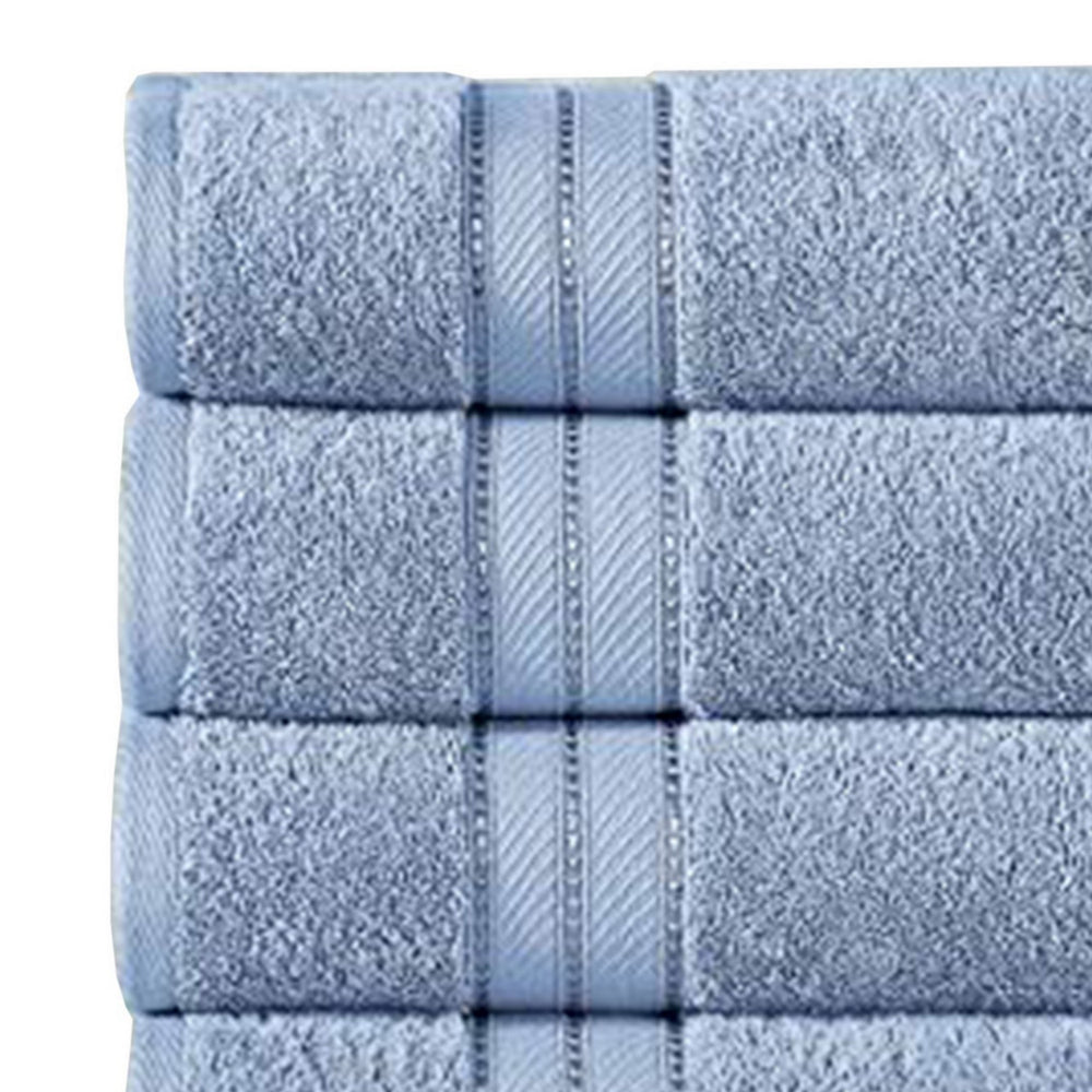 Bergamo 4 Piece Spun loft Fabric Towels with Striped Pattern The Urban Port, Blue - BM222863