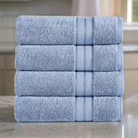 Bergamo 4 Piece Spun loft Fabric Towels with Striped Pattern The Urban Port, Blue - BM222863