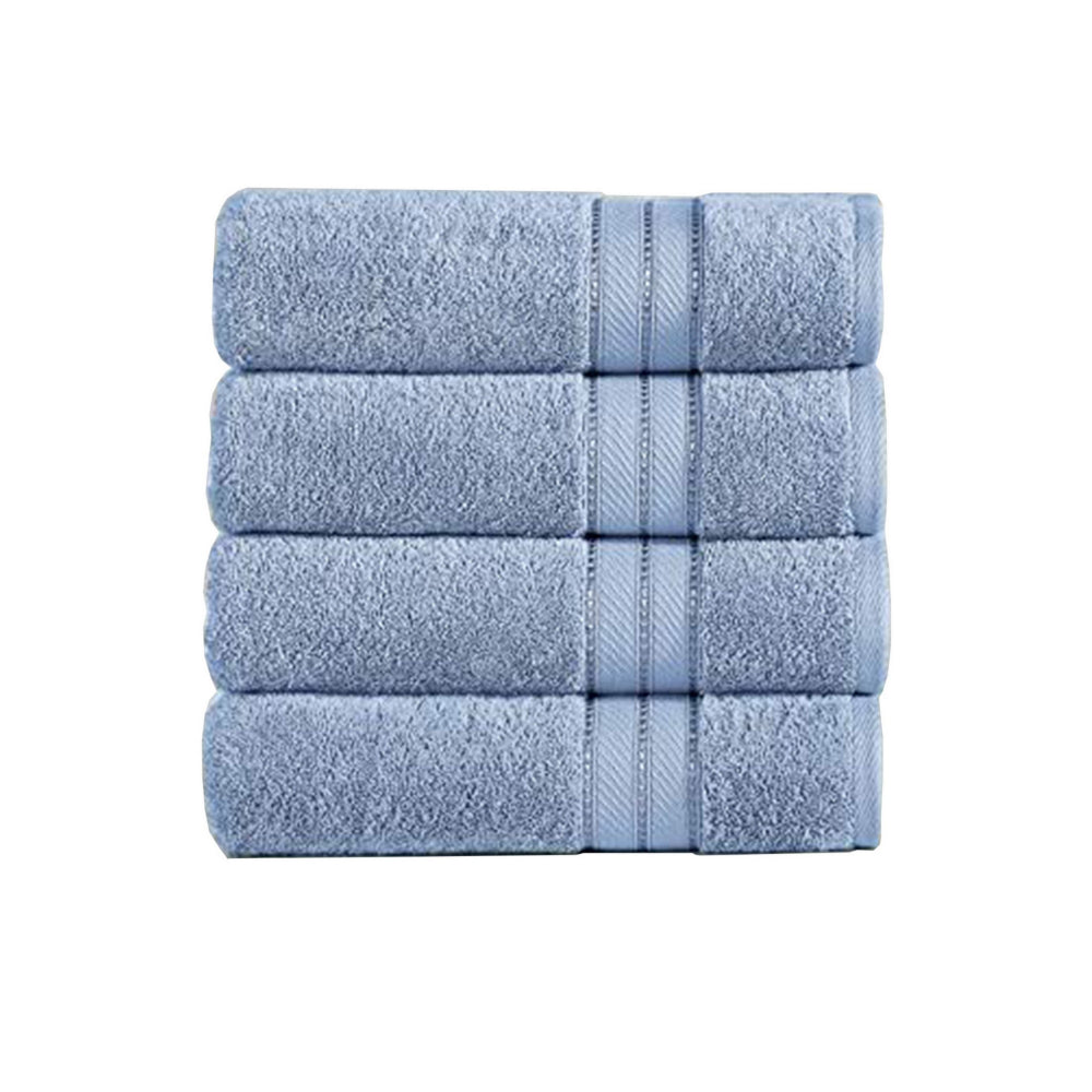 Bergamo 4 Piece Spun loft Fabric Towels with Striped Pattern The Urban Port, Blue - BM222863