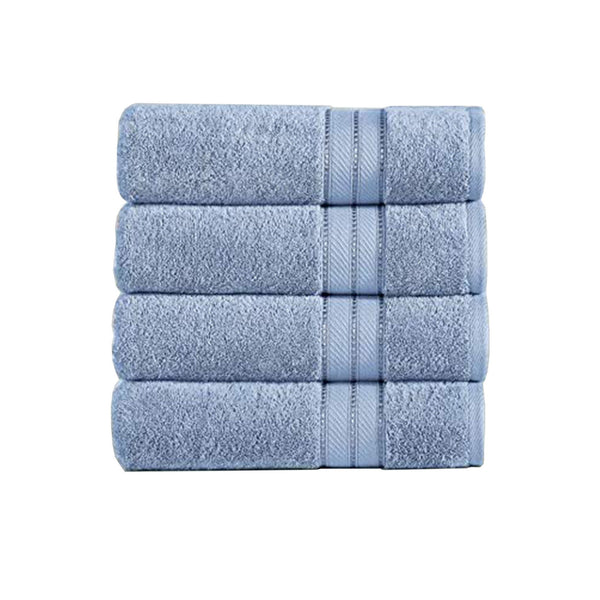 Bergamo 4 Piece Spun loft Fabric Towels with Striped Pattern The Urban Port, Blue - BM222863