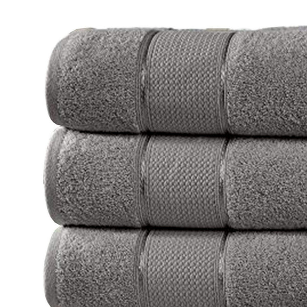 Bergamo 4 Piece Spun loft Bath Sheets with Twill Weave The Urban Port,Charcoal Gray - BM222868