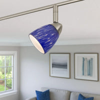50 Watt Track Fixture with Handblown Glass Shade, Silver and Blue - BM223034