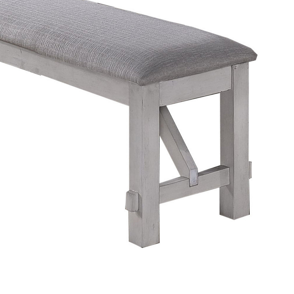 Fabric Upholstered Wooden Bench with Braces, Gray - BM223370