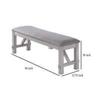 Fabric Upholstered Wooden Bench with Braces, Gray - BM223370