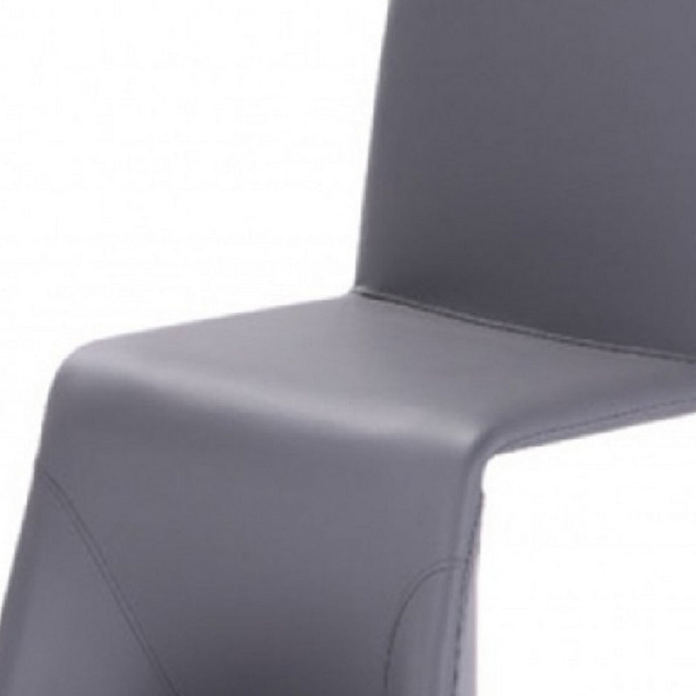 Fully Leatherette Upholstered Metal Frame Dining Chair, Set of 2, Gray - BM223486