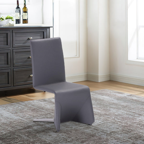 Fully Leatherette Upholstered Metal Frame Dining Chair, Set of 2, Gray - BM223486