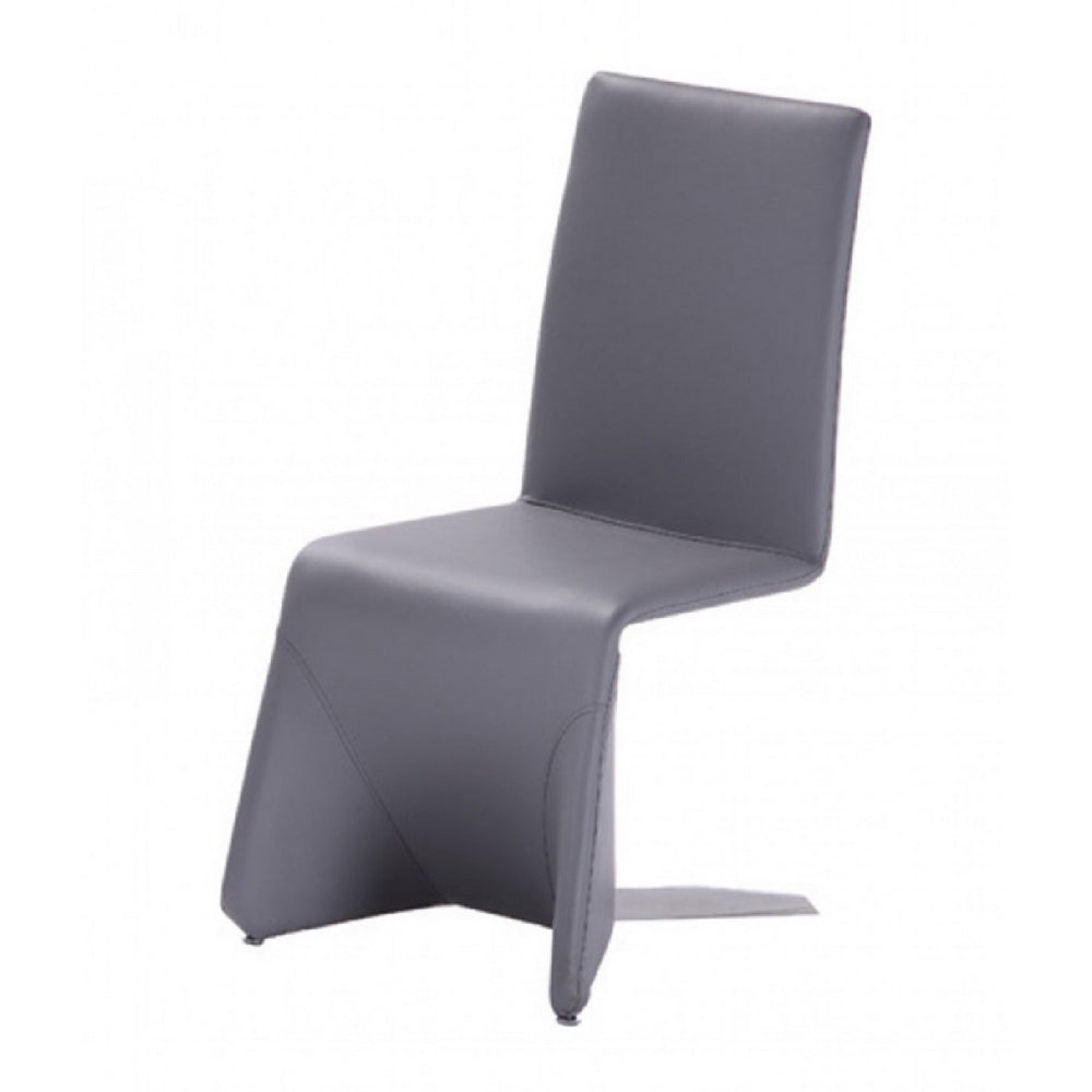 Fully Leatherette Upholstered Metal Frame Dining Chair, Set of 2, Gray - BM223486
