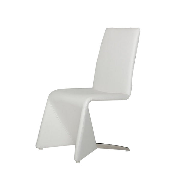 Fully Leatherette Upholstered Metal Frame Dining Chair, Set of 2, White - BM223487