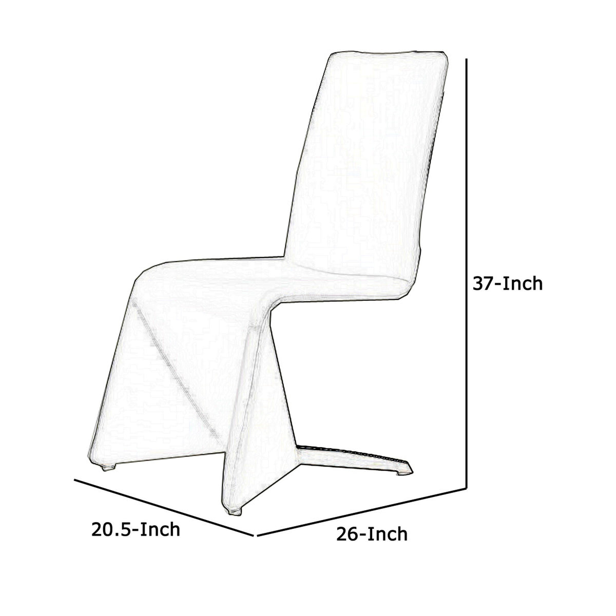 Fully Leatherette Upholstered Metal Frame Dining Chair, Set of 2, White - BM223487