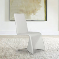 Fully Leatherette Upholstered Metal Frame Dining Chair, Set of 2, White - BM223487