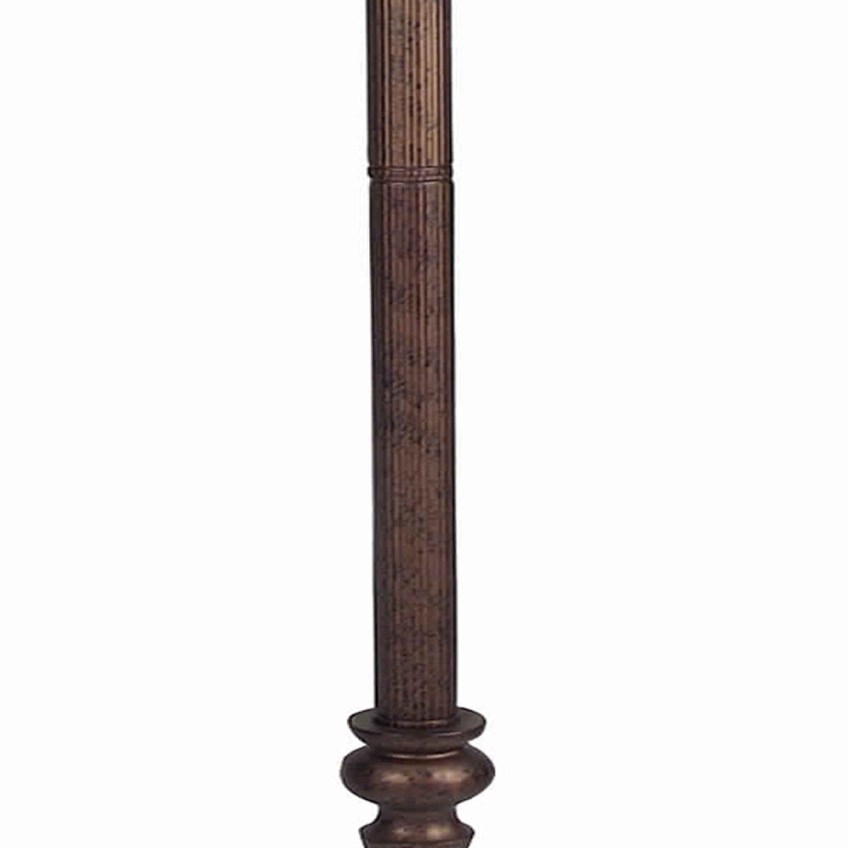 Swing Arm Metal Body Floor Lamp with Fabric Bell Shade, Bronze and Beige