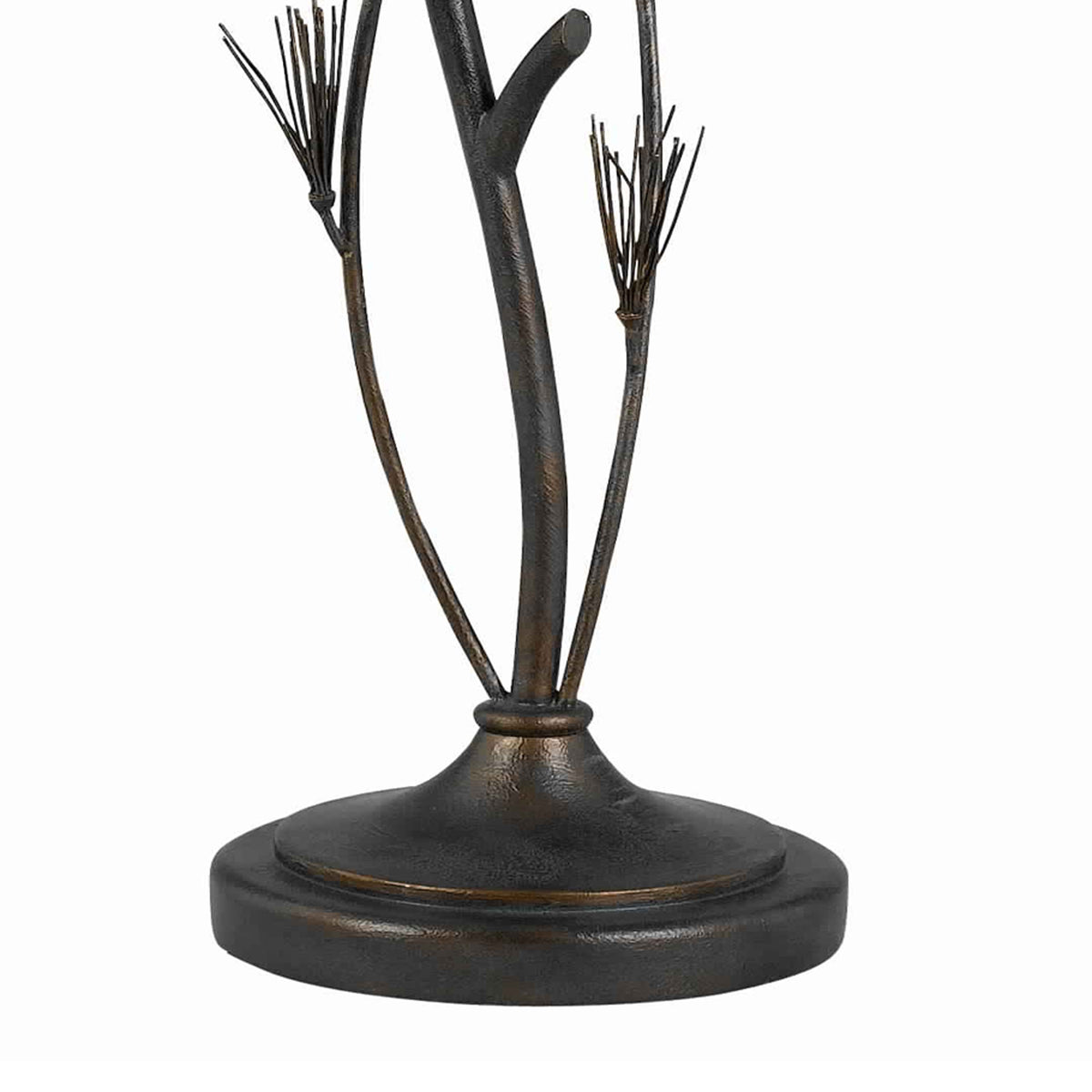 Pine Twig Accent Metal Body Floor Lamp with Conical Shade, Bronze and White